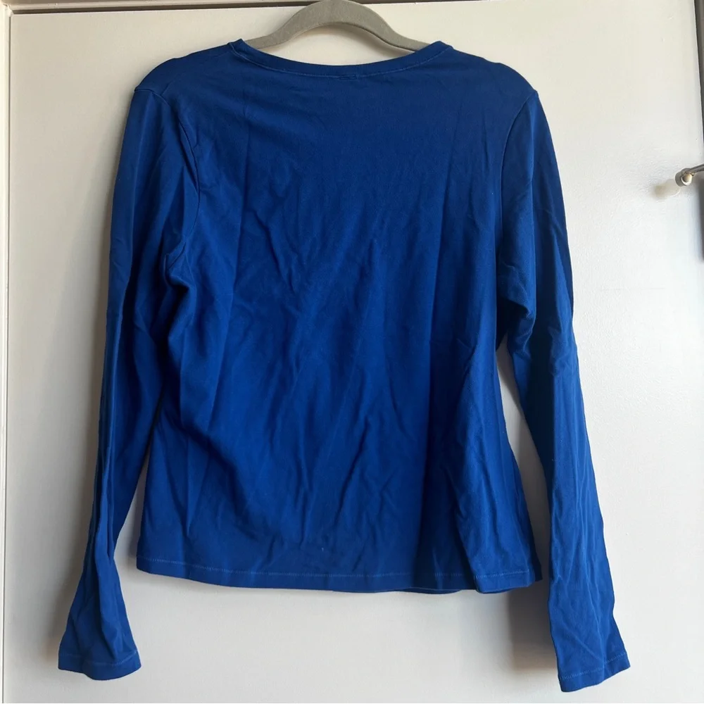 Skims Cotton Jersey Long Sleeve Tee Cobalt - Picture 4 of 4